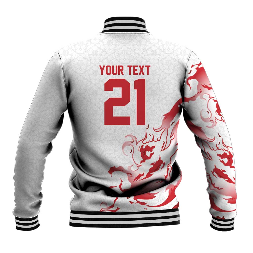 Custom England Rugby Pride Baseball Jacket Tudor Rose Flame Fire Style