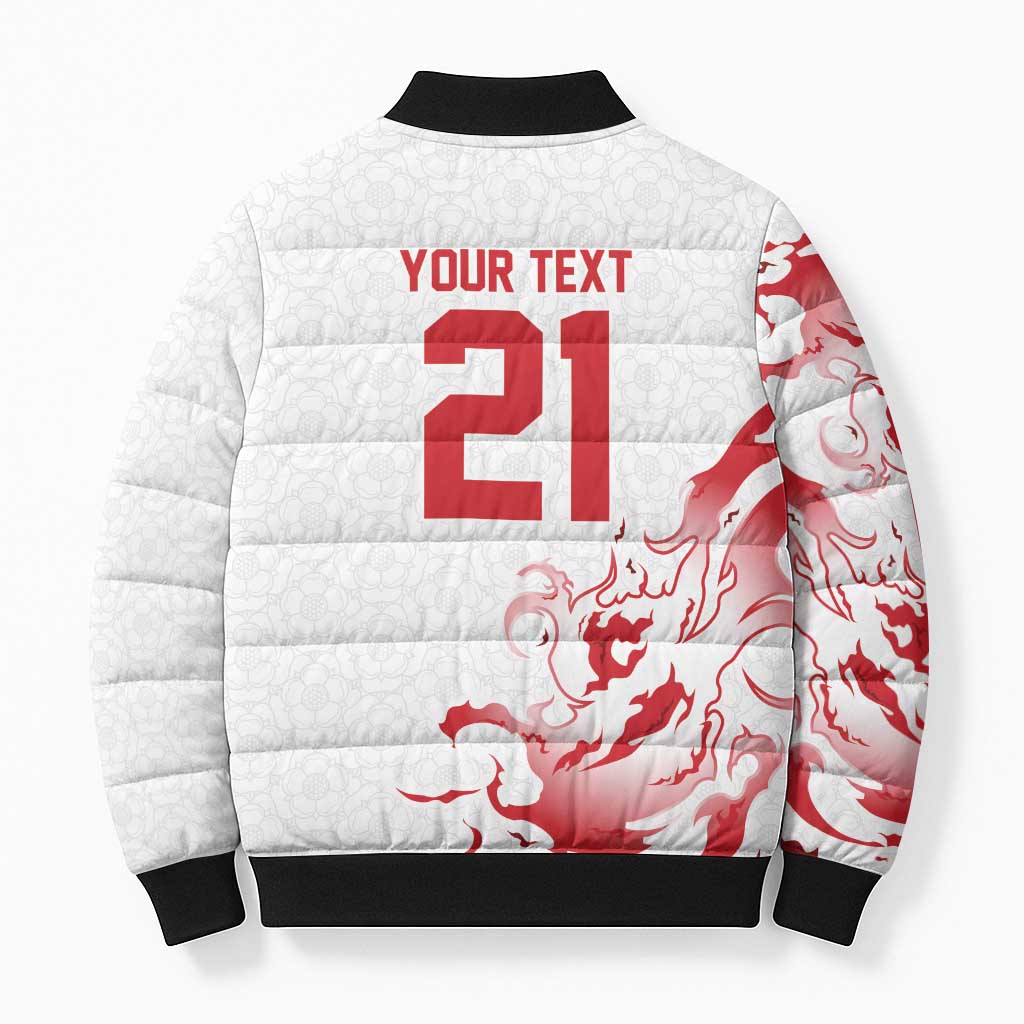 Custom England Rugby Pride Bomber Puffer Jacket Tudor Rose Flame Fire Style