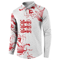 Custom England Rugby Pride Button Sweatshirt Tudor Rose Flame Fire Style