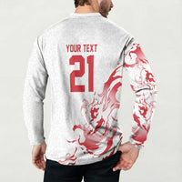 Custom England Rugby Pride Button Sweatshirt Tudor Rose Flame Fire Style