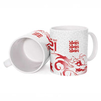 Custom England Rugby Pride Ceramic Mug Tudor Rose Flame Fire Style