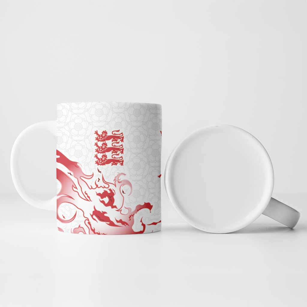 Custom England Rugby Pride Ceramic Mug Tudor Rose Flame Fire Style