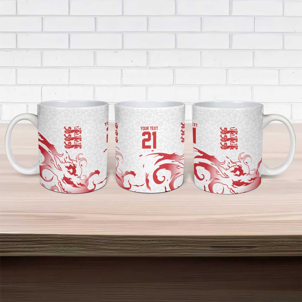 Custom England Rugby Pride Ceramic Mug Tudor Rose Flame Fire Style