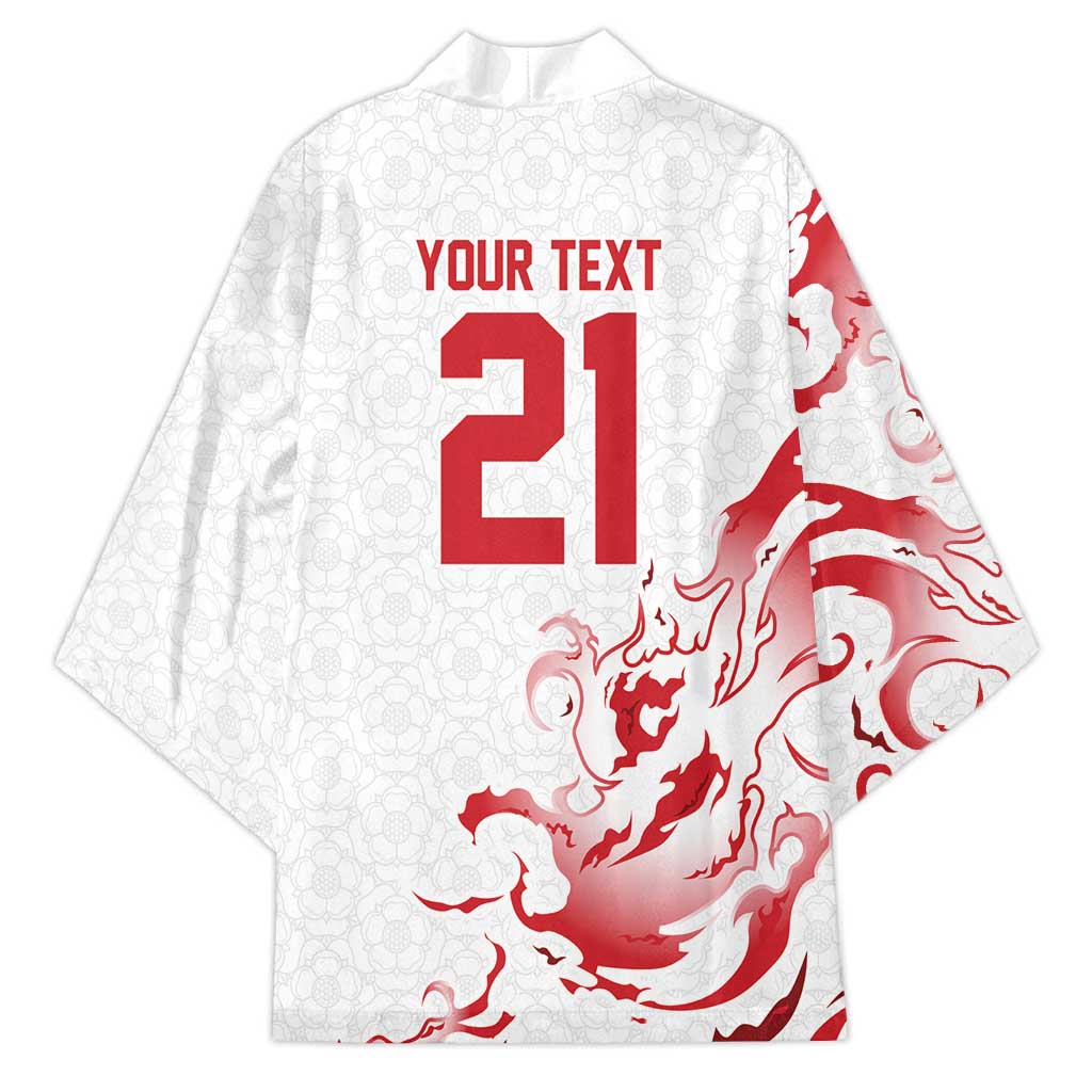 Custom England Rugby Pride Kimono Tudor Rose Flame Fire Style