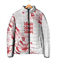 Custom England Rugby Pride Padded Jacket Tudor Rose Flame Fire Style