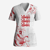 Custom England Rugby Pride Scrub Top Tudor Rose Flame Fire Style