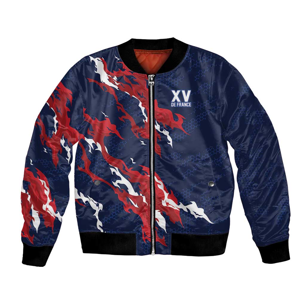 Custom France Rugby Pride Bomber Jacket XV de France Flame Fire Style