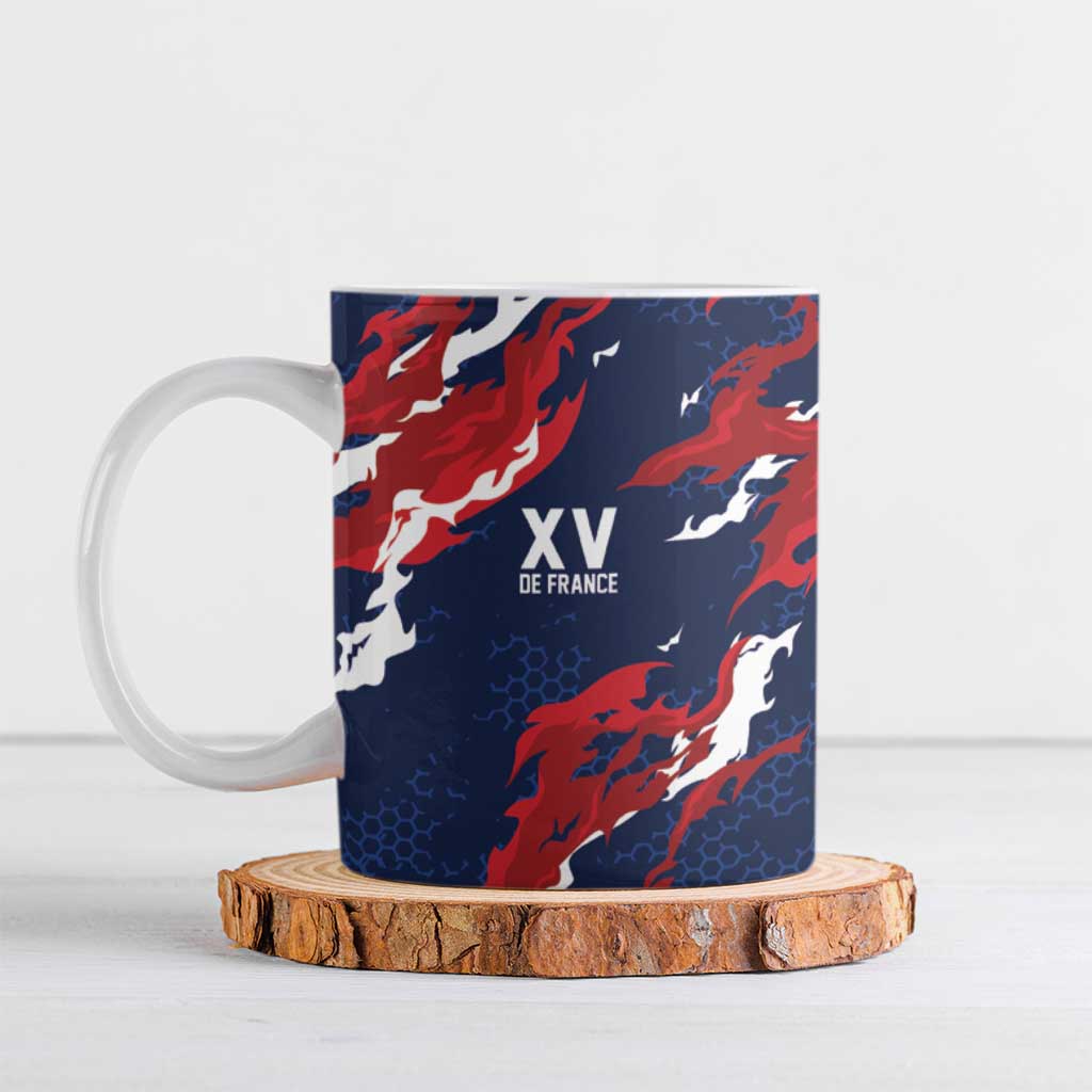 Custom France Rugby Pride Ceramic Mug XV de France Flame Fire Style