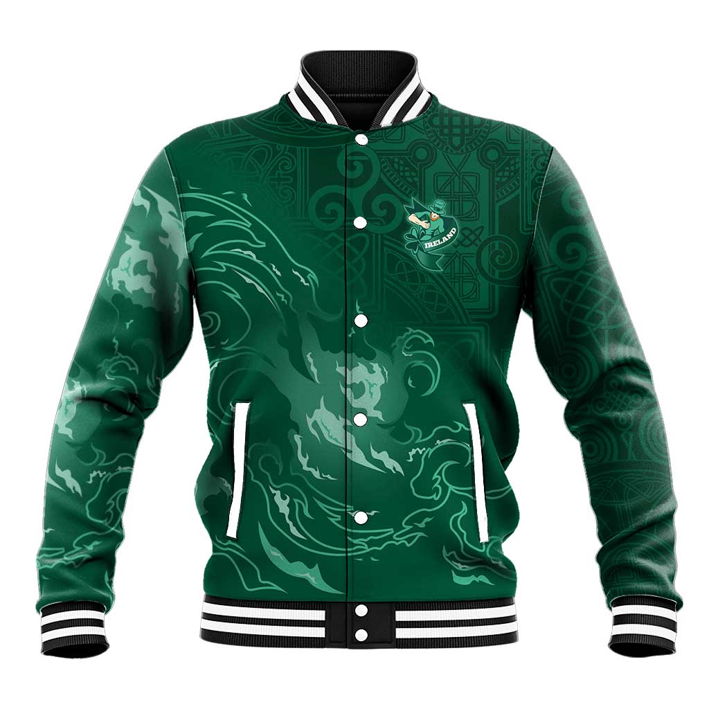 Custom Ireland Rugby Pride Baseball Jacket Celtic Shamrock Flame Fire Style