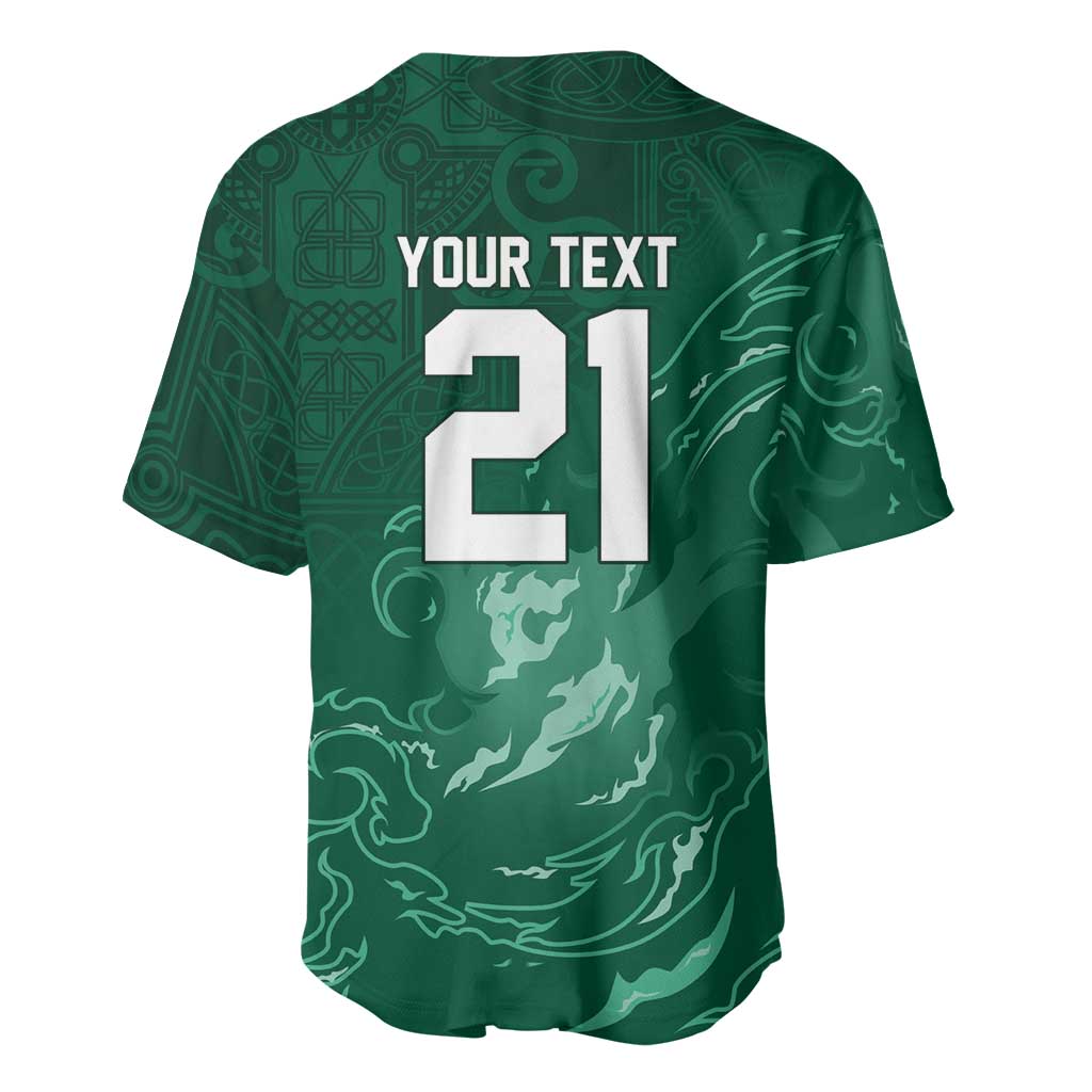 Custom Ireland Rugby Pride Baseball Jersey Celtic Shamrock Flame Fire Style