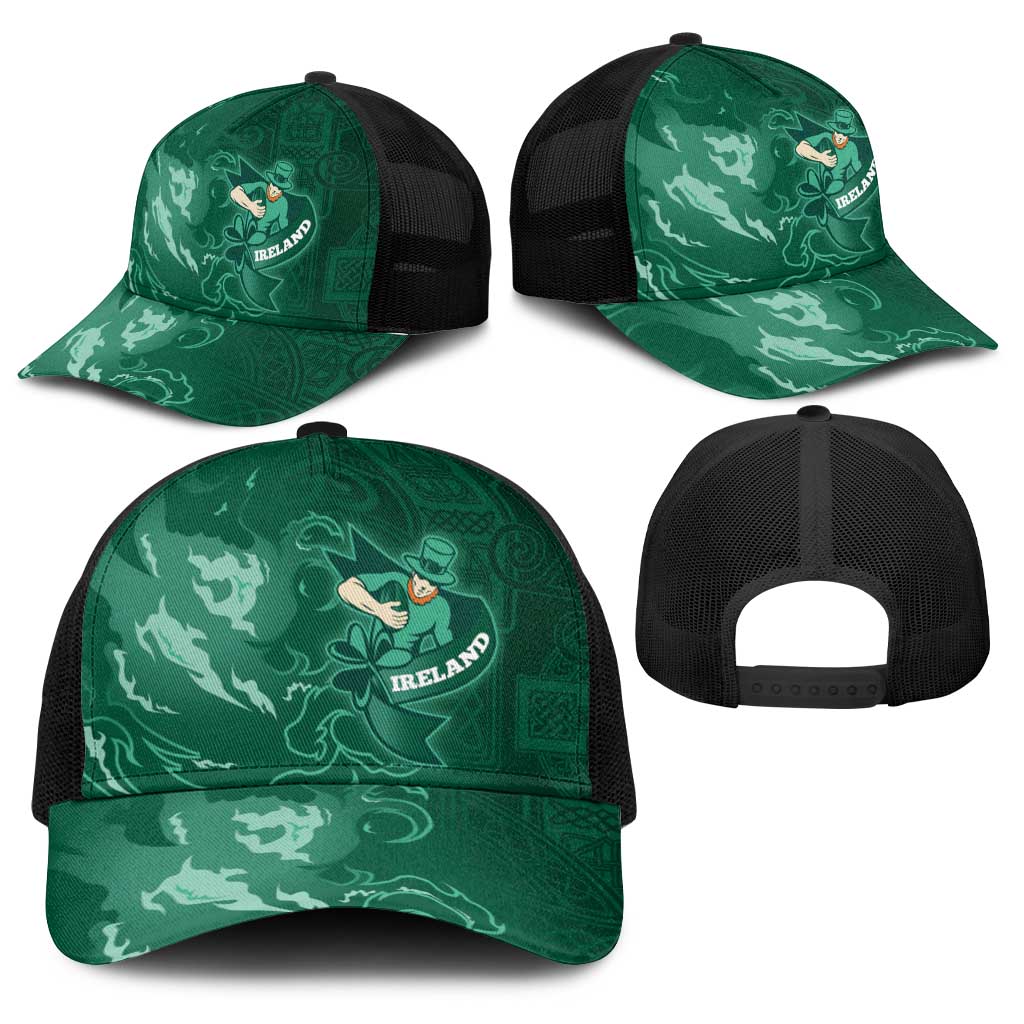 Ireland Rugby Pride Baseball Net Cap Celtic Shamrock Flame Fire Style
