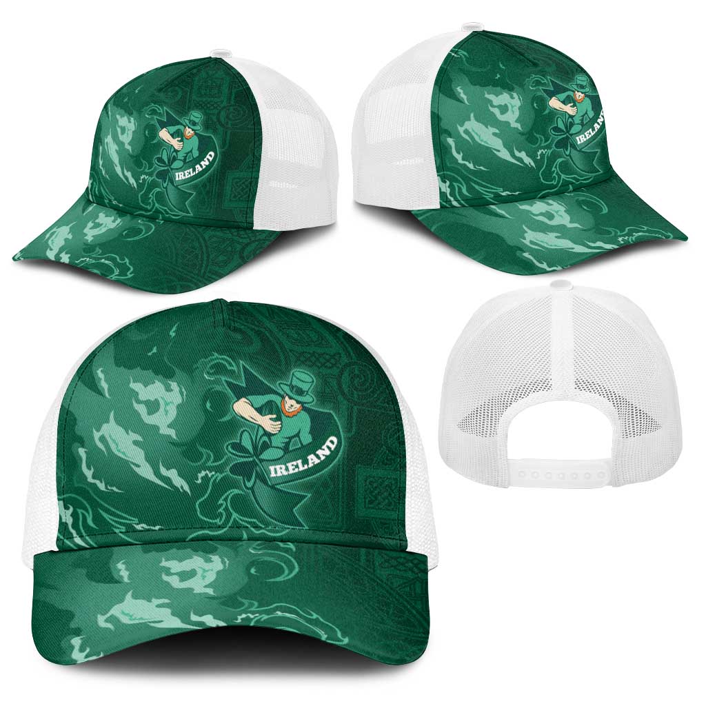 Ireland Rugby Pride Baseball Net Cap Celtic Shamrock Flame Fire Style