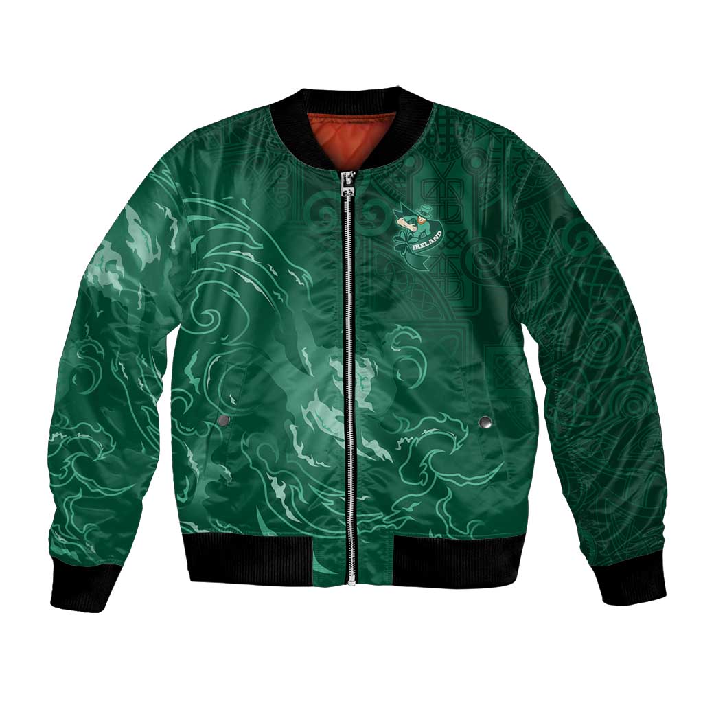 Custom Ireland Rugby Pride Bomber Jacket Celtic Shamrock Flame Fire Style