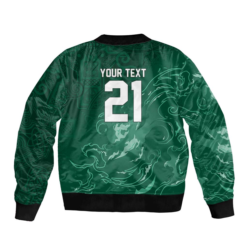 Custom Ireland Rugby Pride Bomber Jacket Celtic Shamrock Flame Fire Style