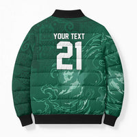 Custom Ireland Rugby Pride Bomber Puffer Jacket Celtic Shamrock Flame Fire Style
