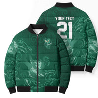 Custom Ireland Rugby Pride Bomber Puffer Jacket Celtic Shamrock Flame Fire Style