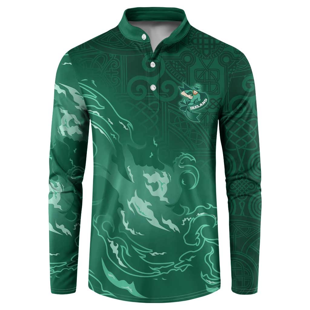 Custom Ireland Rugby Pride Button Sweatshirt Celtic Shamrock Flame Fire Style