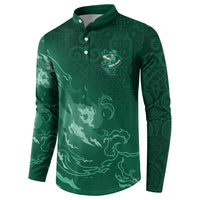 Custom Ireland Rugby Pride Button Sweatshirt Celtic Shamrock Flame Fire Style