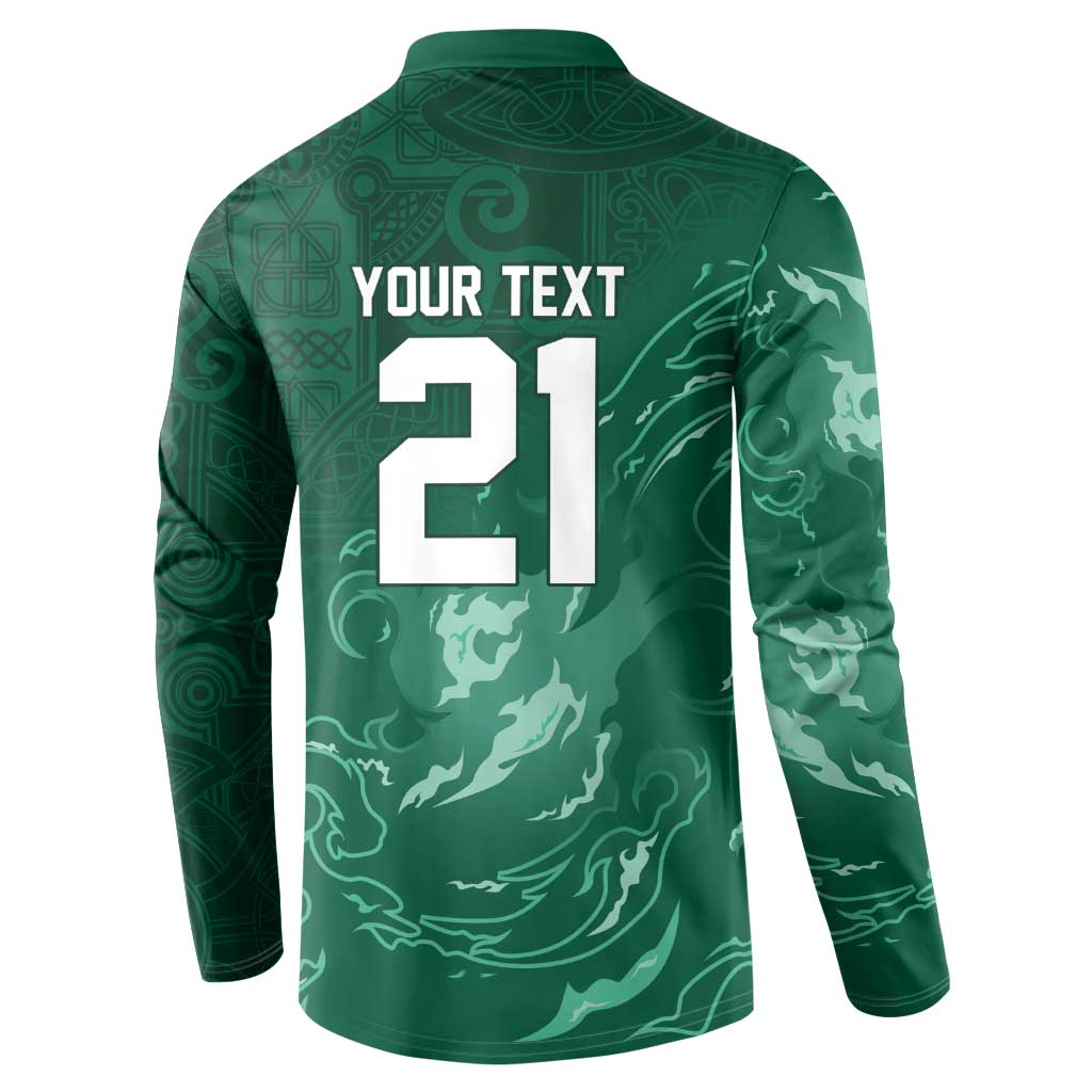 Custom Ireland Rugby Pride Button Sweatshirt Celtic Shamrock Flame Fire Style