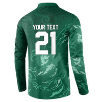 Custom Ireland Rugby Pride Button Sweatshirt Celtic Shamrock Flame Fire Style