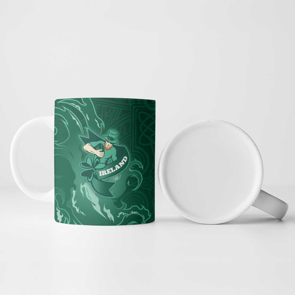 Custom Ireland Rugby Pride Ceramic Mug Celtic Shamrock Flame Fire Style