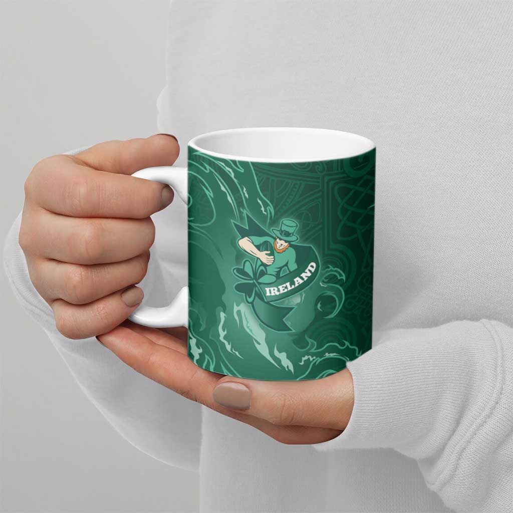 Custom Ireland Rugby Pride Ceramic Mug Celtic Shamrock Flame Fire Style