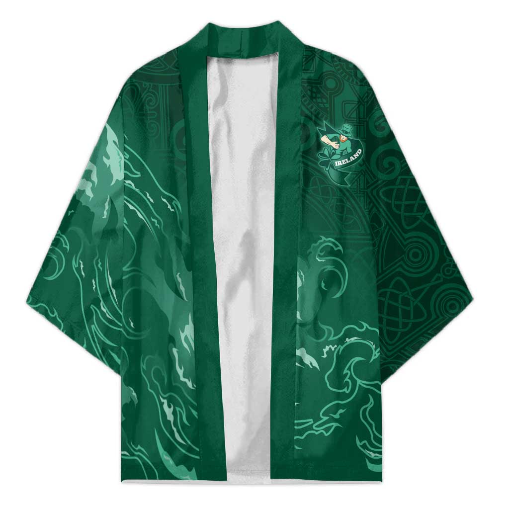 Custom Ireland Rugby Pride Kimono Celtic Shamrock Flame Fire Style