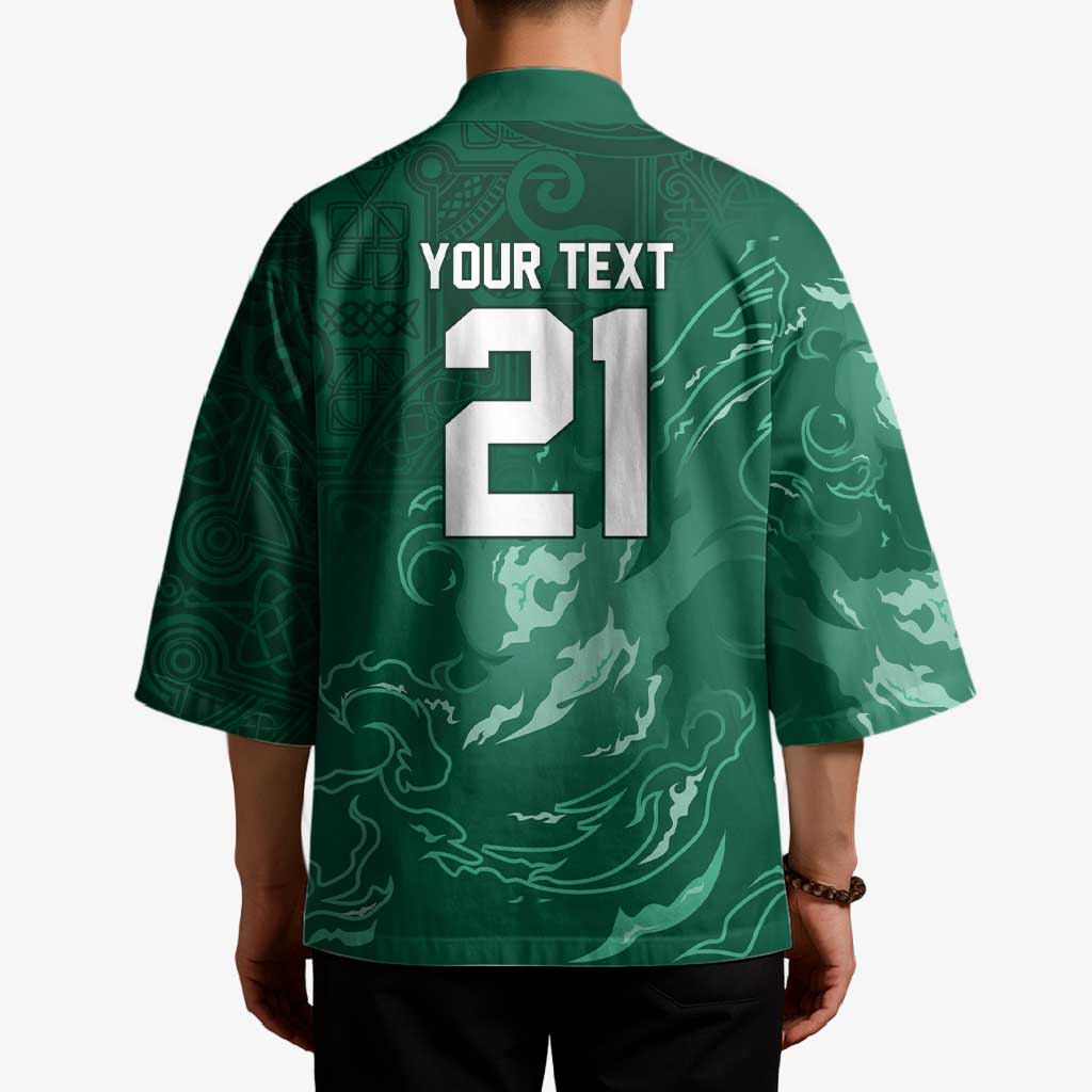 Custom Ireland Rugby Pride Kimono Celtic Shamrock Flame Fire Style