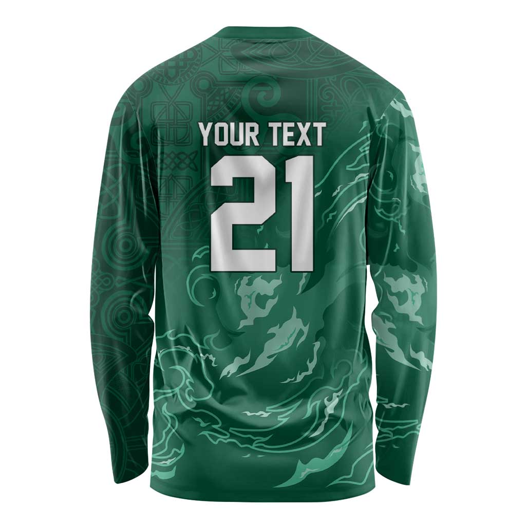 Custom Ireland Rugby Pride Long Sleeve Shirt Celtic Shamrock Flame Fire Style