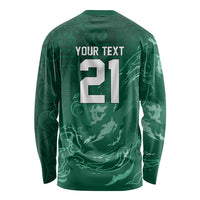 Custom Ireland Rugby Pride Long Sleeve Shirt Celtic Shamrock Flame Fire Style