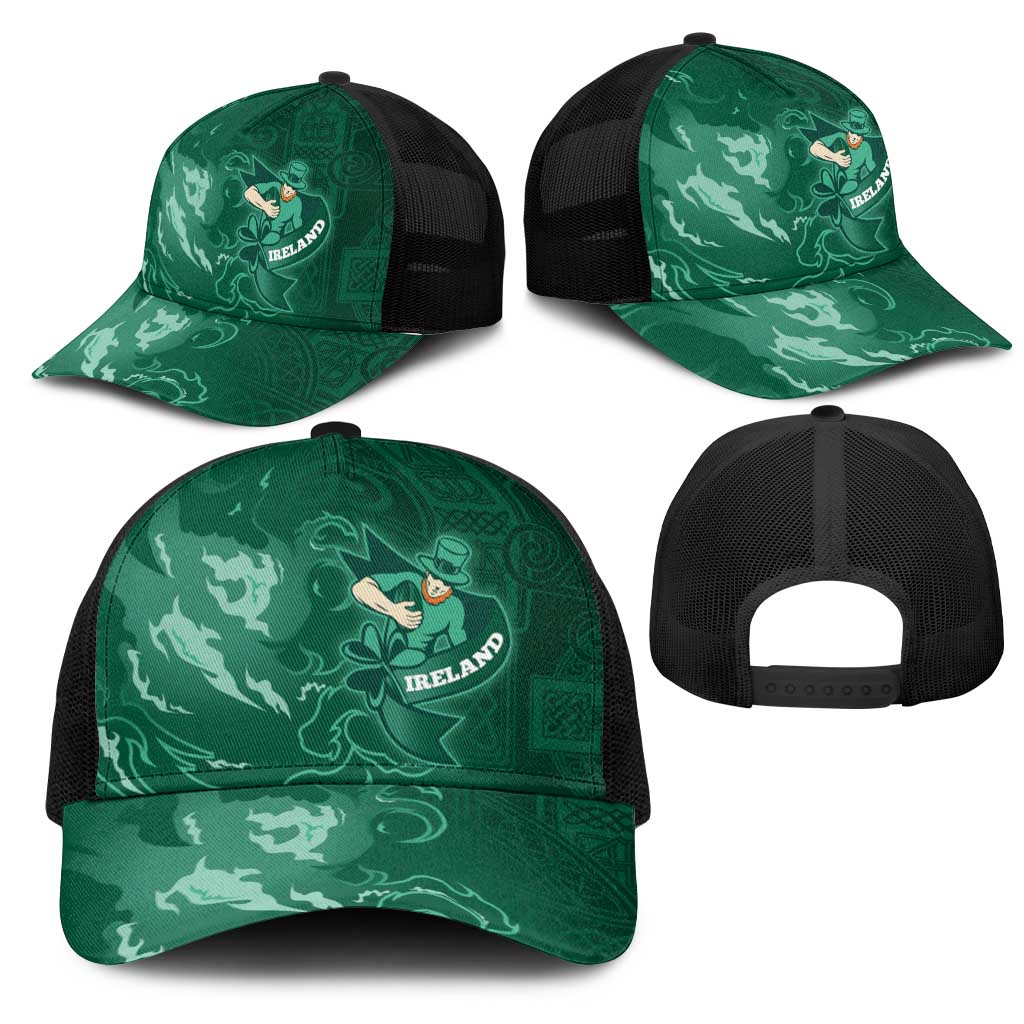 Ireland Rugby Pride Mesh Trucker Cap Celtic Shamrock Flame Fire Style