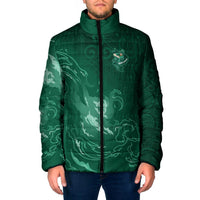 Custom Ireland Rugby Pride Padded Jacket Celtic Shamrock Flame Fire Style