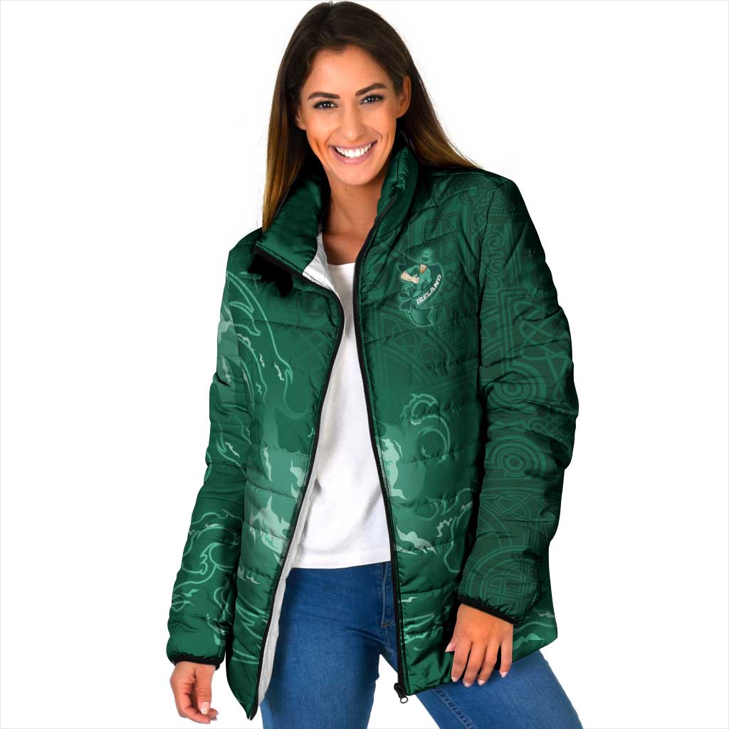 Custom Ireland Rugby Pride Padded Jacket Celtic Shamrock Flame Fire Style
