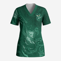 Custom Ireland Rugby Pride Scrub Top Celtic Shamrock Flame Fire Style