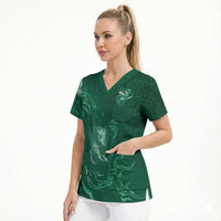 Custom Ireland Rugby Pride Scrub Top Celtic Shamrock Flame Fire Style