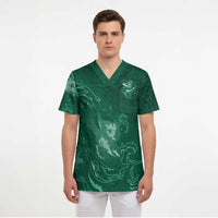 Custom Ireland Rugby Pride Scrub Top Celtic Shamrock Flame Fire Style