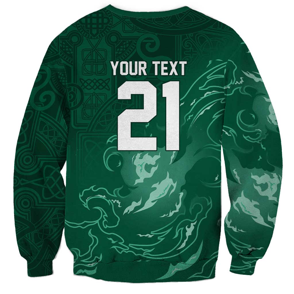 Custom Ireland Rugby Pride Sweatshirt Celtic Shamrock Flame Fire Style