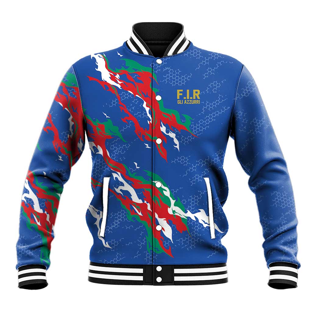 Custom Italy Rugby Pride Baseball Jacket Gli Azzurri Flame Fire Style