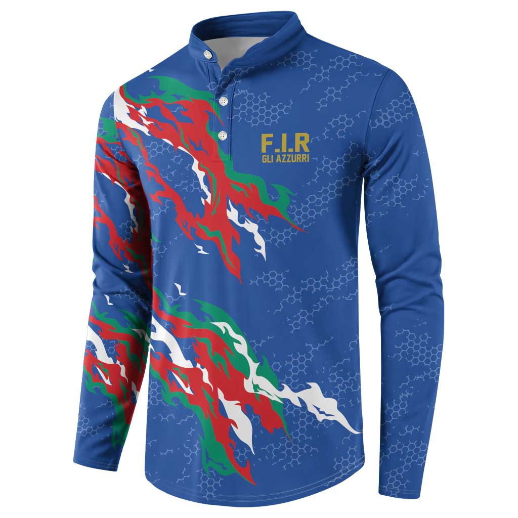 Custom Italy Rugby Pride Button Sweatshirt Gli Azzurri Flame Fire Style