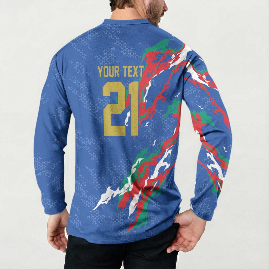 Custom Italy Rugby Pride Button Sweatshirt Gli Azzurri Flame Fire Style