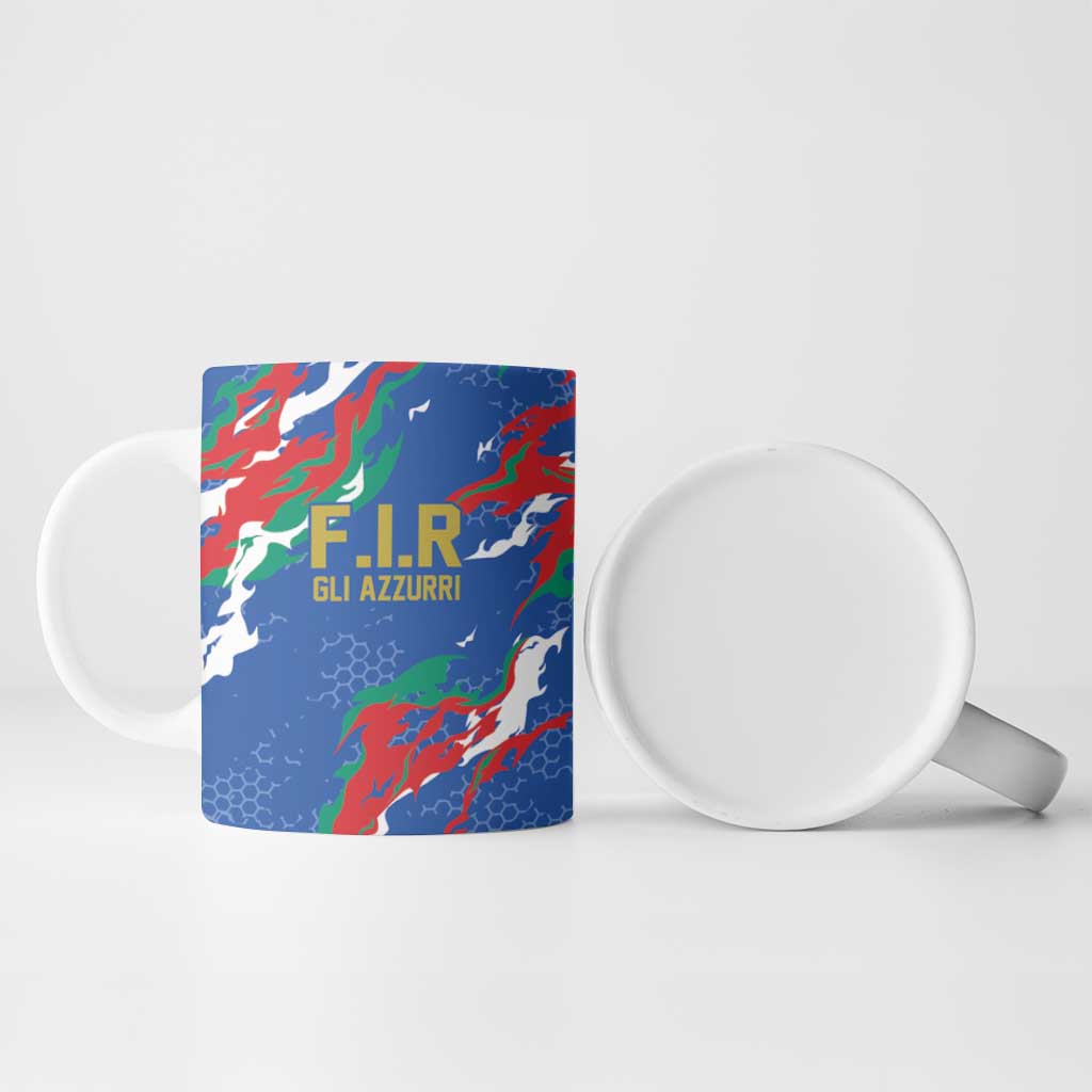 Custom Italy Rugby Pride Ceramic Mug Gli Azzurri Flame Fire Style