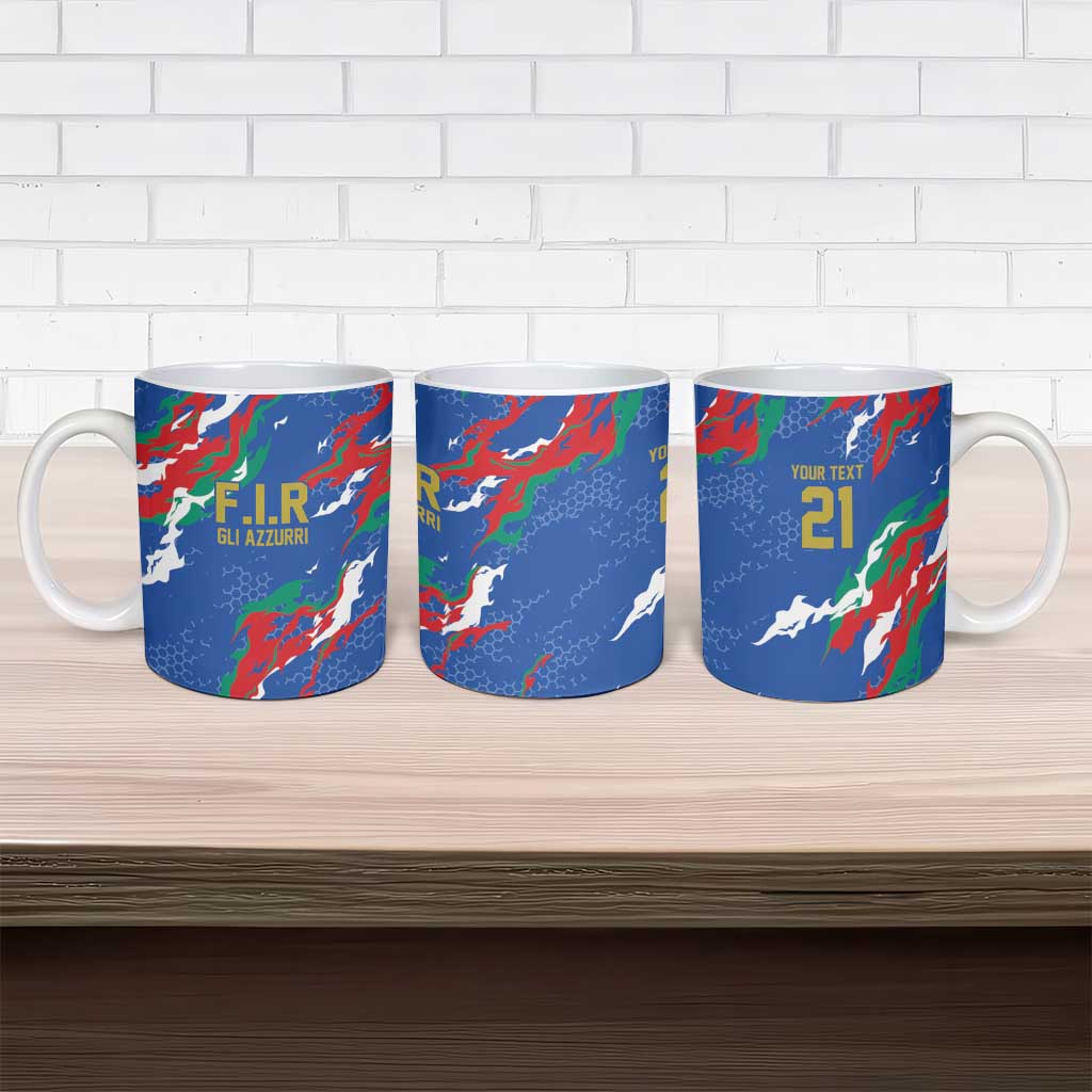 Custom Italy Rugby Pride Ceramic Mug Gli Azzurri Flame Fire Style