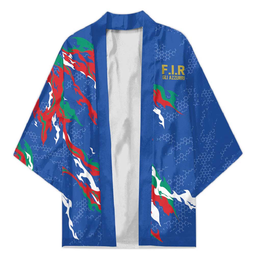 Custom Italy Rugby Pride Kimono Gli Azzurri Flame Fire Style