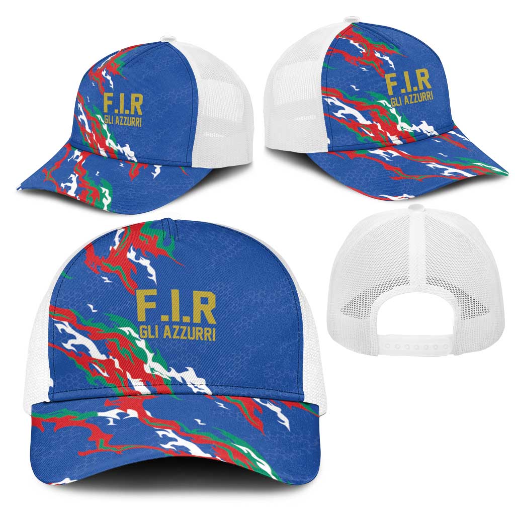 Italy Rugby Pride Mesh Trucker Cap Gli Azzurri Flame Fire Style