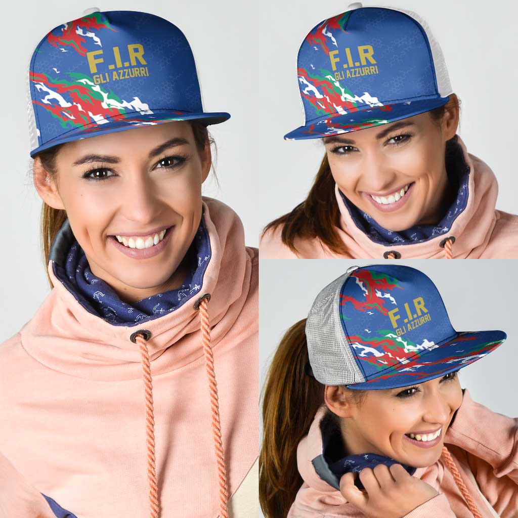 Italy Rugby Pride Mesh Trucker Cap Gli Azzurri Flame Fire Style