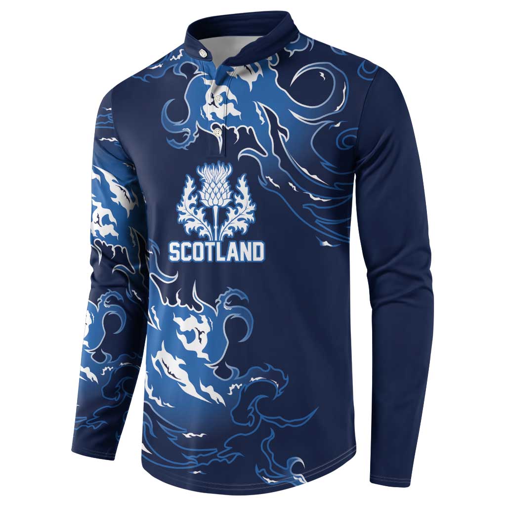 Custom Scotland Rugby Pride Button Sweatshirt Thistle Flame Fire Style