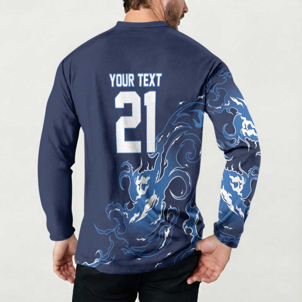 Custom Scotland Rugby Pride Button Sweatshirt Thistle Flame Fire Style
