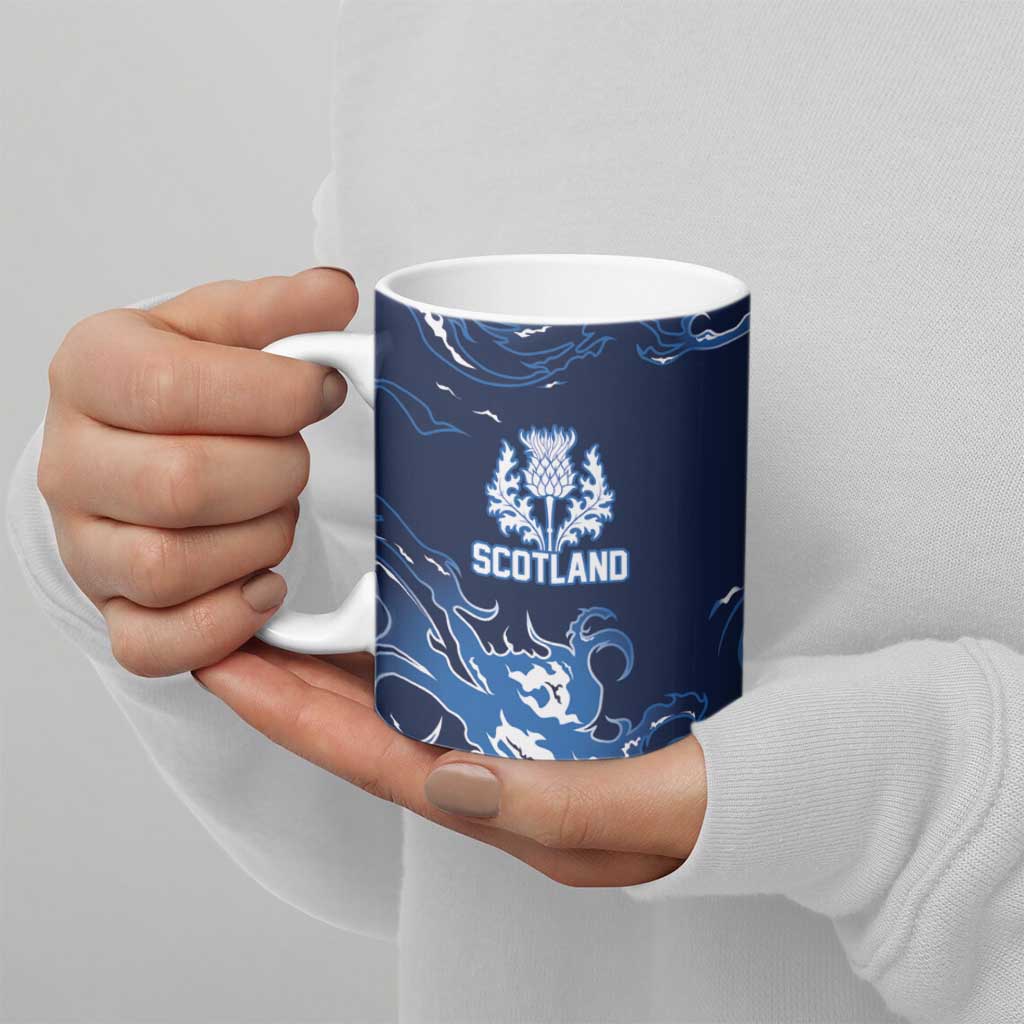 Custom Scotland Rugby Pride Ceramic Mug Thistle Flame Fire Style