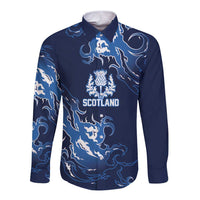 Custom Scotland Rugby Pride Long Sleeve Button Shirt Thistle Flame Fire Style
