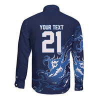 Custom Scotland Rugby Pride Long Sleeve Button Shirt Thistle Flame Fire Style